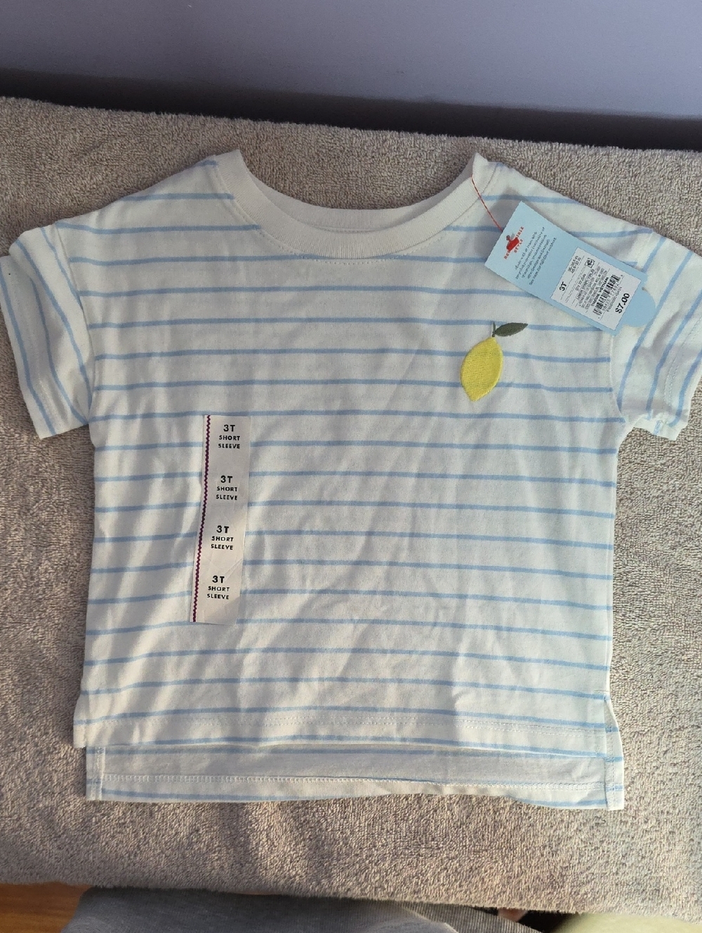 Target Kids Short Sleeve Tee - White & Light Blue with Lemon Applique